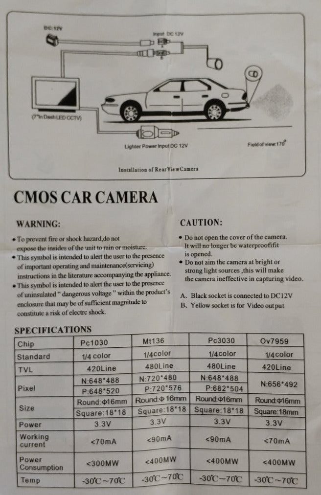 4.3 Inch Wired Rear View Parking Camera Kit - Electromann SA