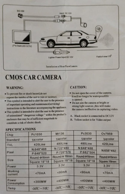 4.3 Inch Wired Rear View Parking Camera Kit - Electromann SA