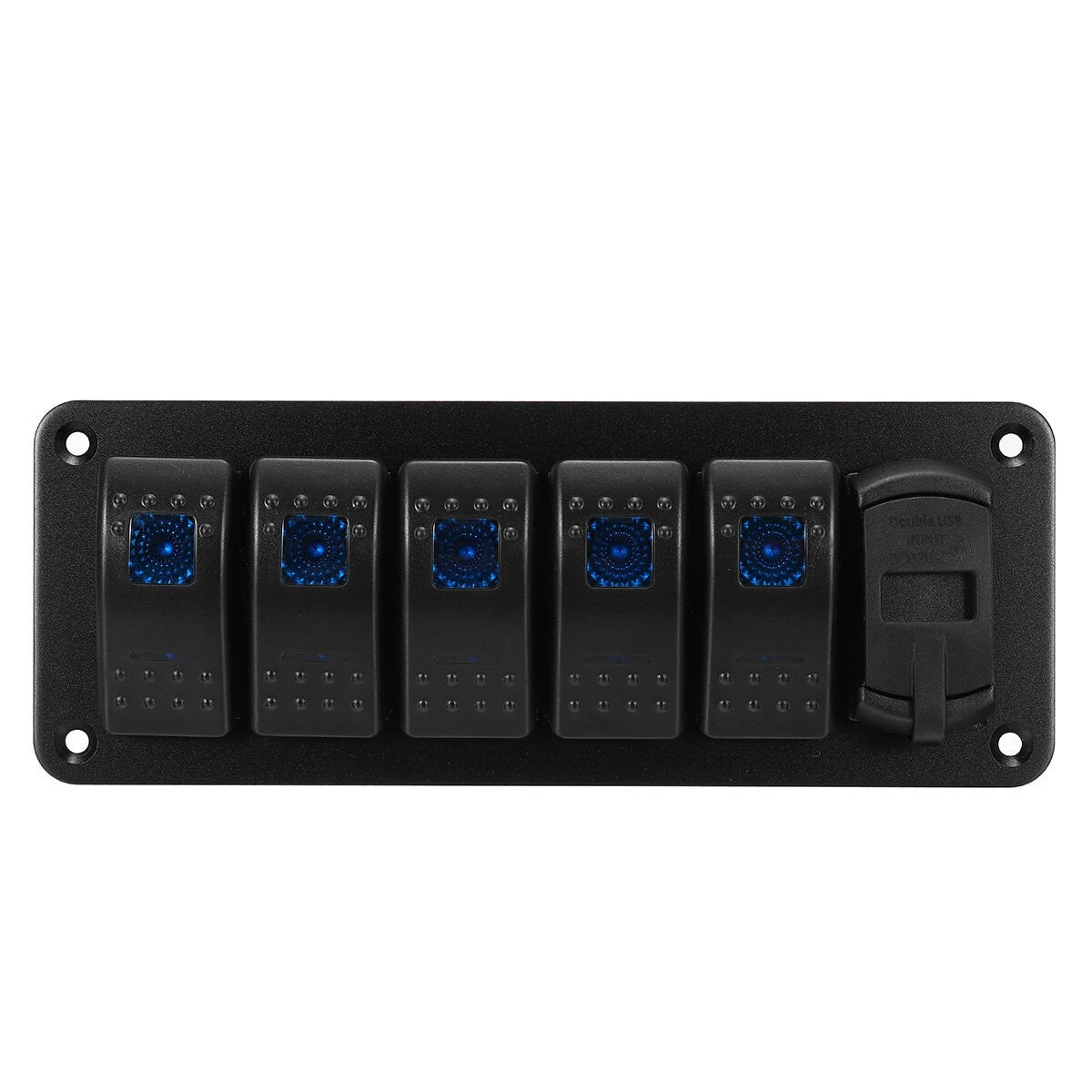 Buy the 6Gang Green Rocker Switch Panel - Control Multiple Devices with Ease - Electromann SA