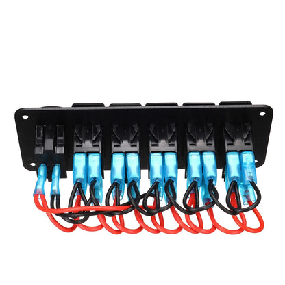 Buy the 6Gang Green Rocker Switch Panel - Control Multiple Devices with Ease - Electromann SA