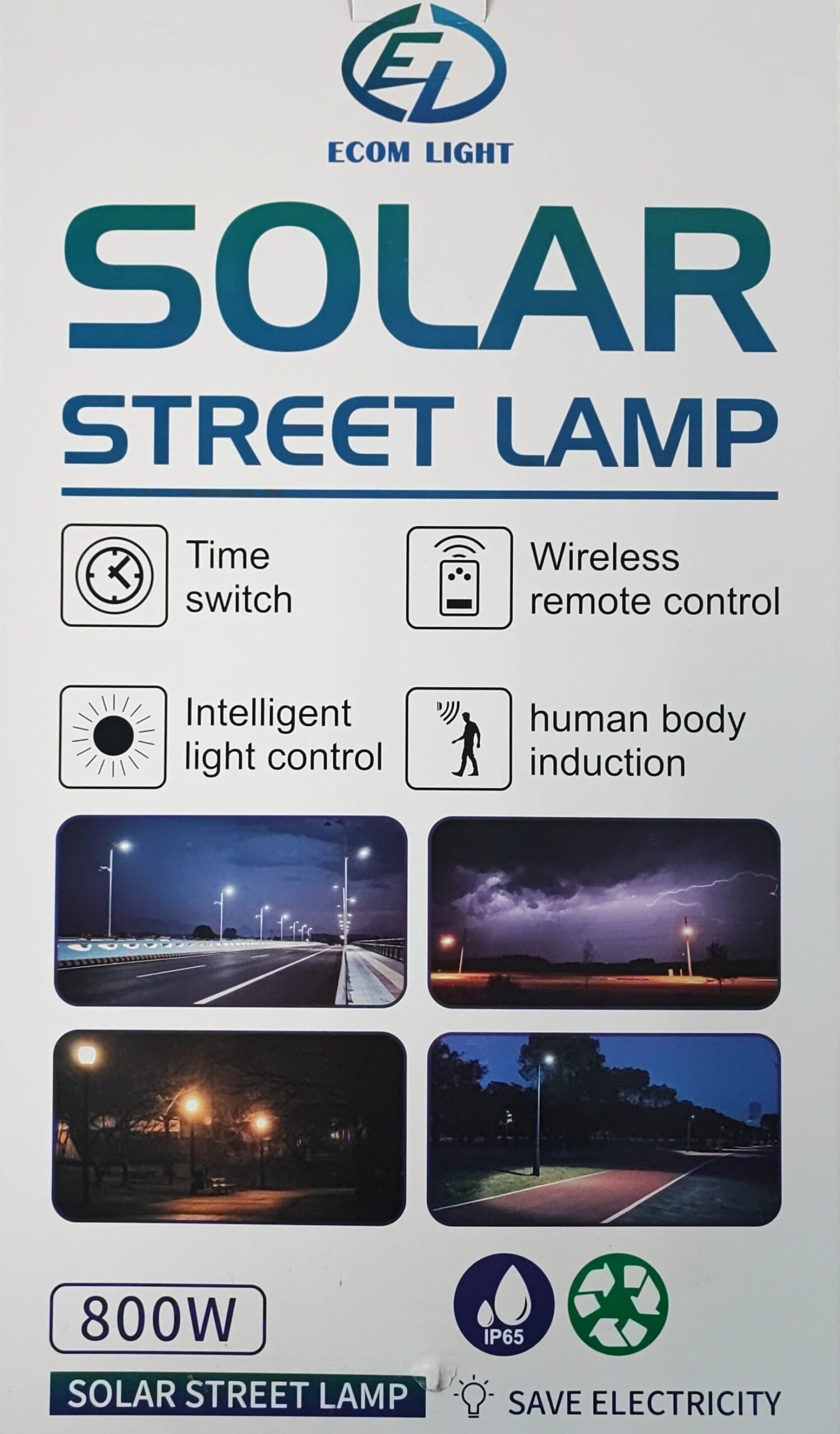 800watt Solar Powered LED Street/Pole Light - Electromann SA