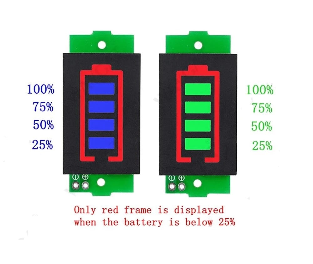 1S-8S Single 3.7V Lithium Battery Capacity Indicator Module with Blue Display - Electromann SA