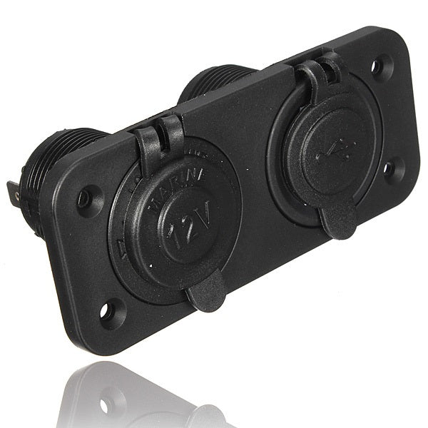 12V-24V Dual USB Charger Socket Adapter 5V 1A+2.1A - Electromann SA