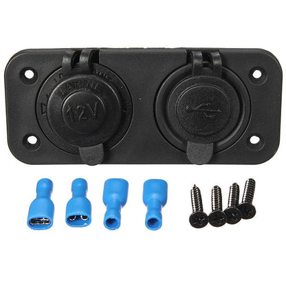 12V-24V Dual USB Charger Socket Adapter 5V 1A+2.1A - Electromann SA