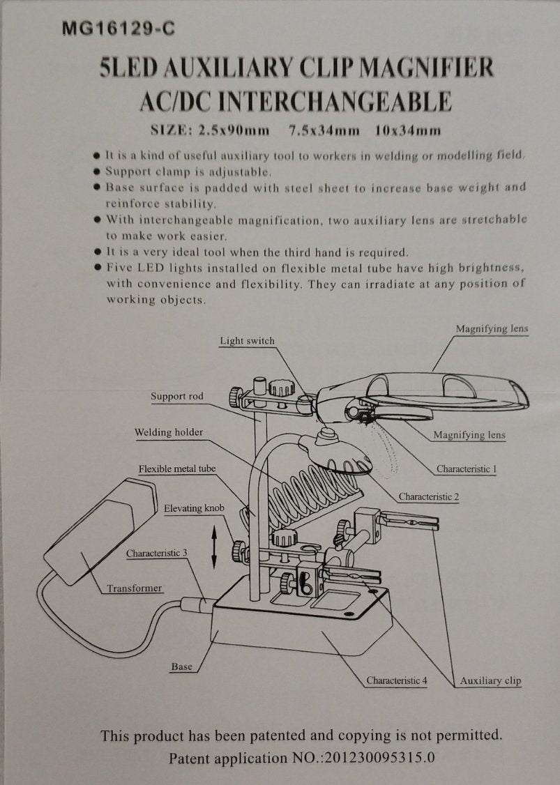 2Led Magnifier Soldering PC Board Stand - Electromann SA