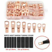 140pcs Assorted Copper Ring Lug Terminal Wire Bare Cable Crimp Connectors - Electromann SA
