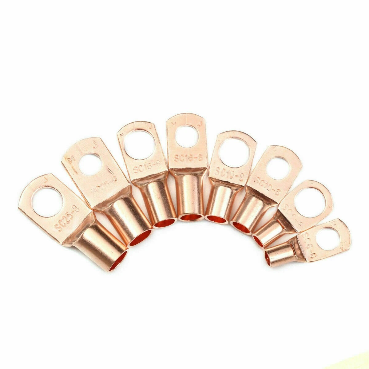140pcs Assorted Copper Ring Lug Terminal Wire Bare Cable Crimp Connectors - Electromann SA