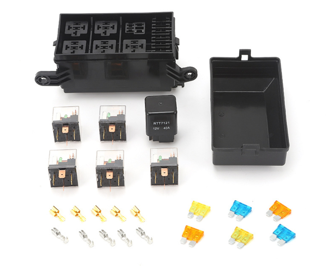 Fuse Box Auto 6 Relay Block Holders for Cars - Electromann SA