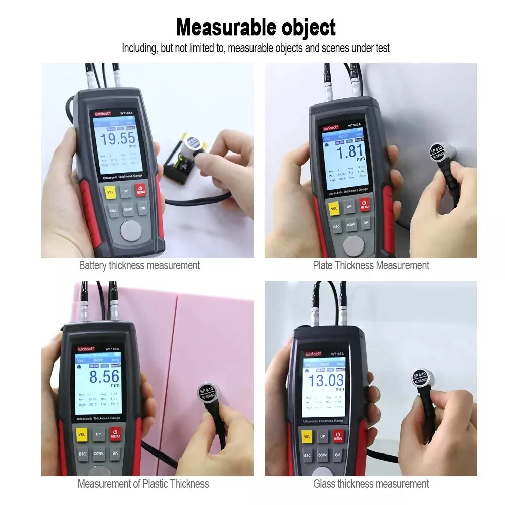 WINTACT WT100A 1.00～225.0mm Digital Ultrasonic Thickness Tester - Electromann SA