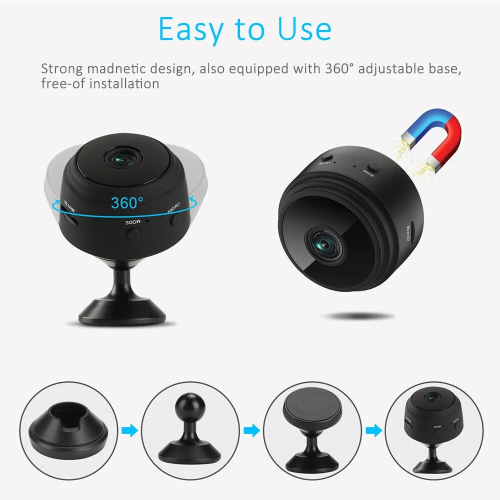 A9 1080P HD Mini Wireless WIFI IP Camera DVR - Compact and Versatile Surveillance Device with Remote Access and Night Vision - Electromann SA