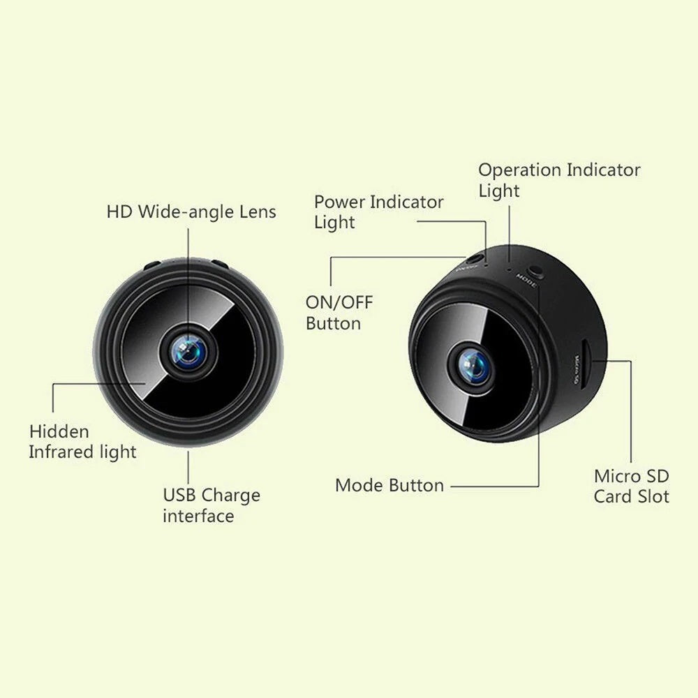 A9 1080P HD Mini Wireless WIFI IP Camera DVR - Compact and Versatile Surveillance Device with Remote Access and Night Vision - Electromann SA
