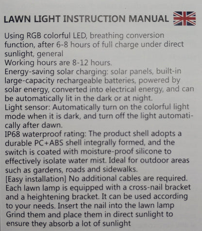 Aerbes AB-TA125 Solar Outdoor Ground LED light - Electromann SA