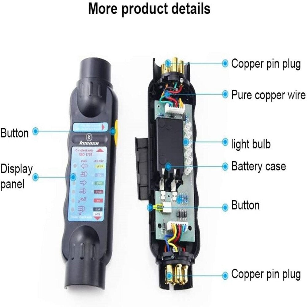 12v 7 Pin Car and Trailer Wiring Circuit Tester Tool - Electromann SA