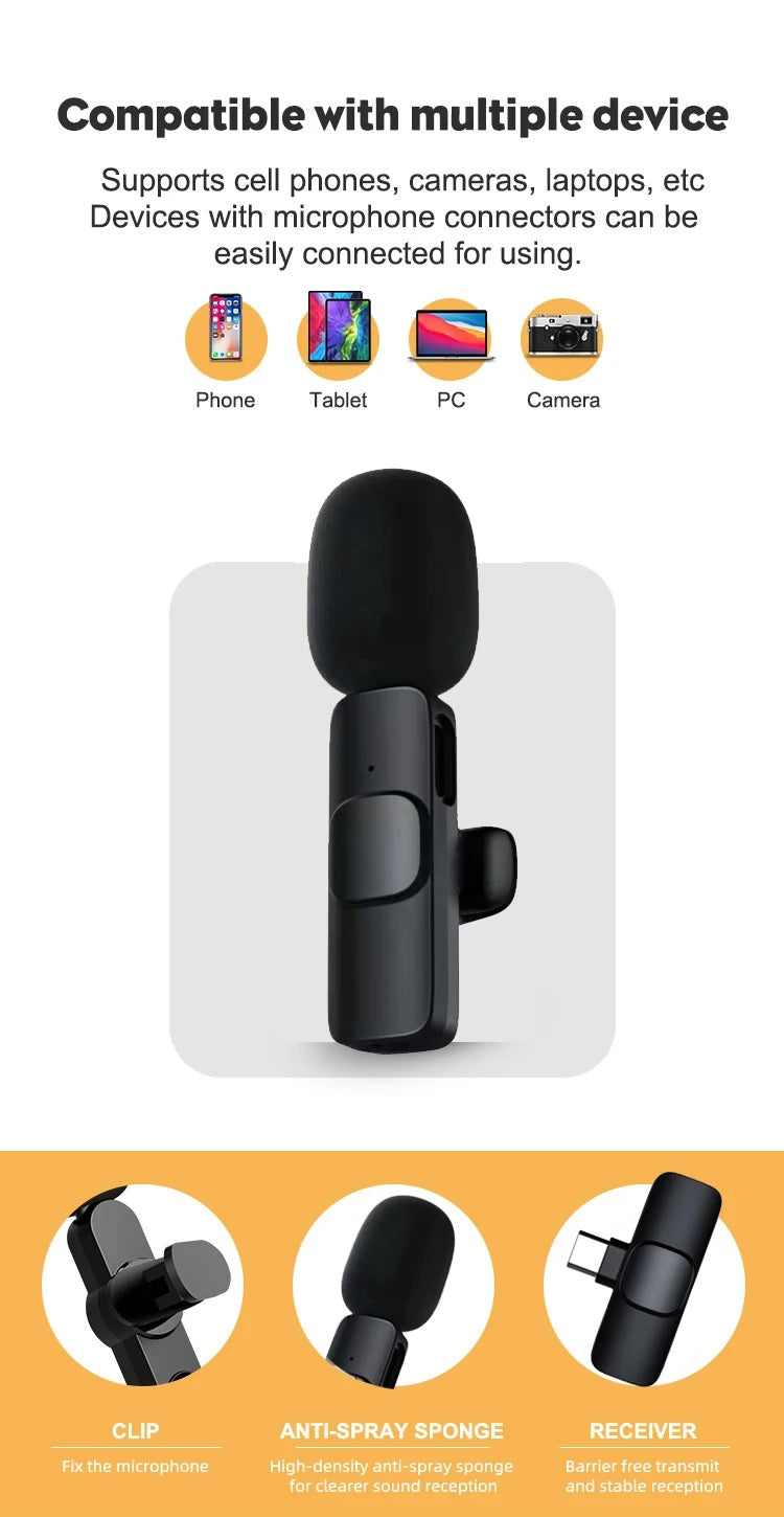 M9 2.4Ghz Wireless Mobile Microphone - Crystal Clear Audio for Mobile Devices - Electromann SA