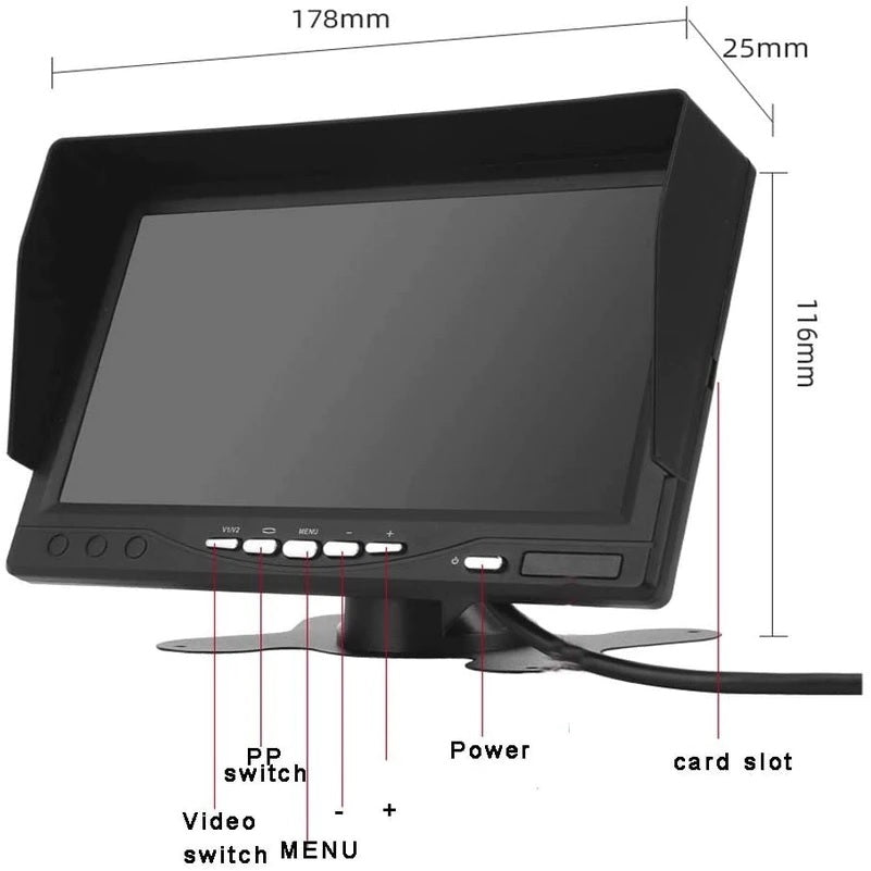 2020 Update Car DVR 7 Inch HD 1024x600P Rearview Camera System - Electromann SA