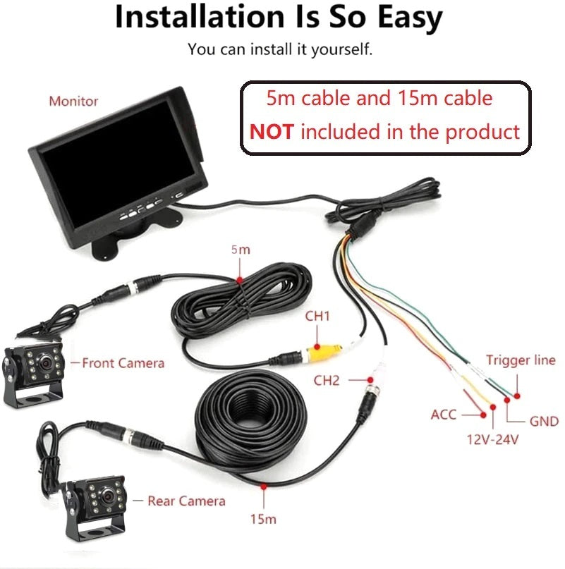 2020 Update Car DVR 7 Inch HD 1024x600P Rearview Camera System - Electromann SA