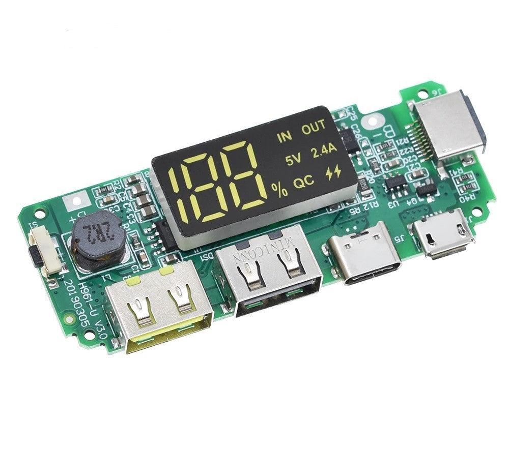 Dual USB 5V 2.4A Micro/Type-C USB Mobile Power Bank Charging Board - Fast and Simultaneous Charging - Electromann SA