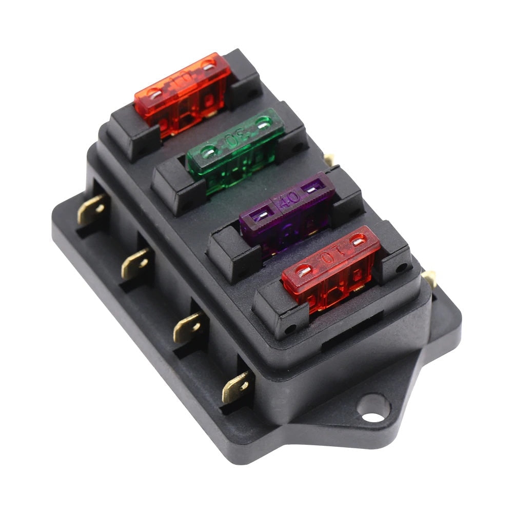 4Way Car Blade Fuse Box with Fuses - Electromann SA