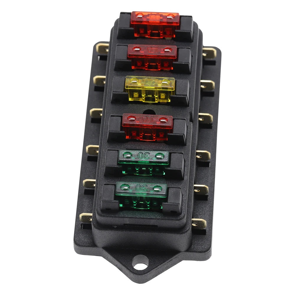 6Way Car Blade Fuse Box with Fuses - Electromann SA