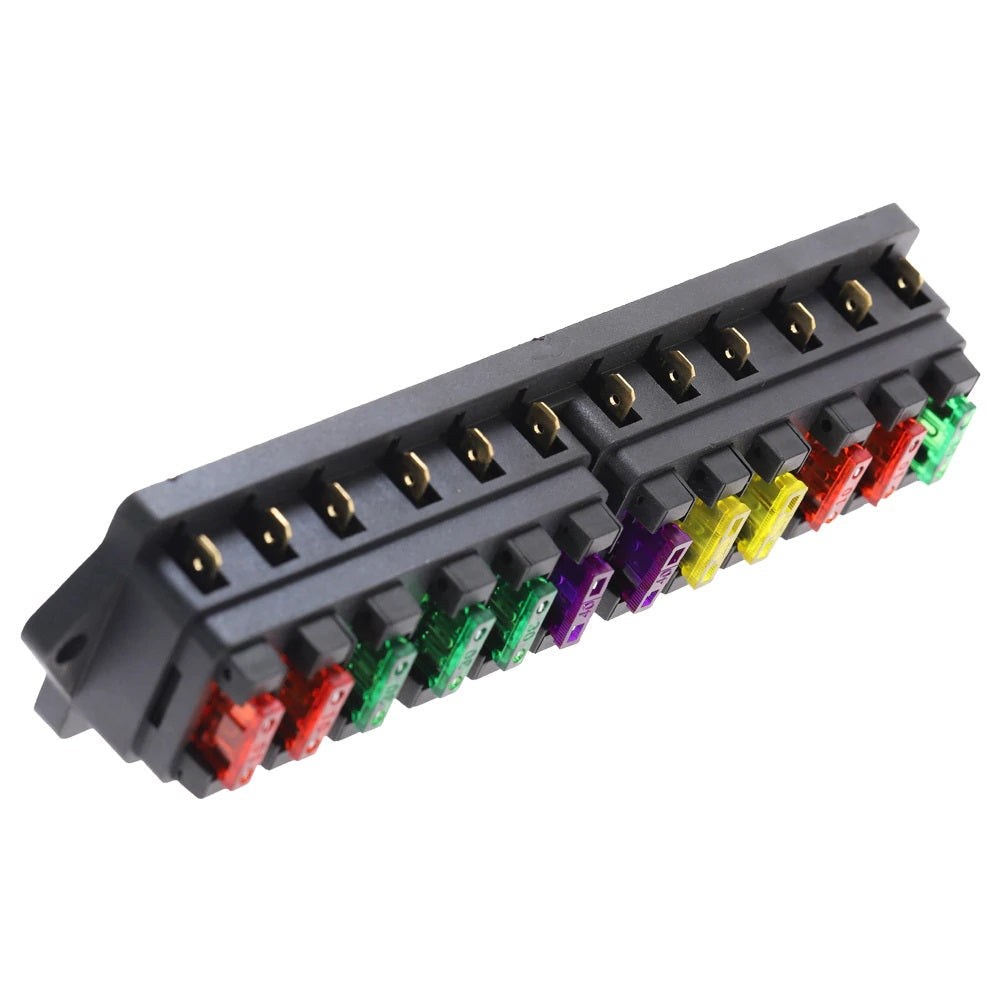 12Way Car Blade Fuse Box with Fuses - Electromann SA