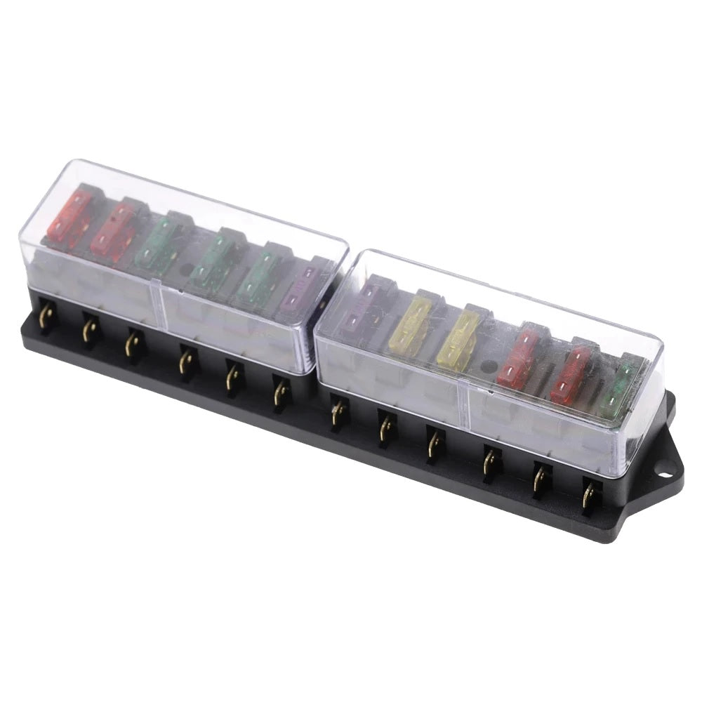 12Way Car Blade Fuse Box with Fuses - Electromann SA