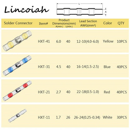 50Pcs Heat Shrink Butt Crimp Solder Seal Electrical Connectors - Electromann SA