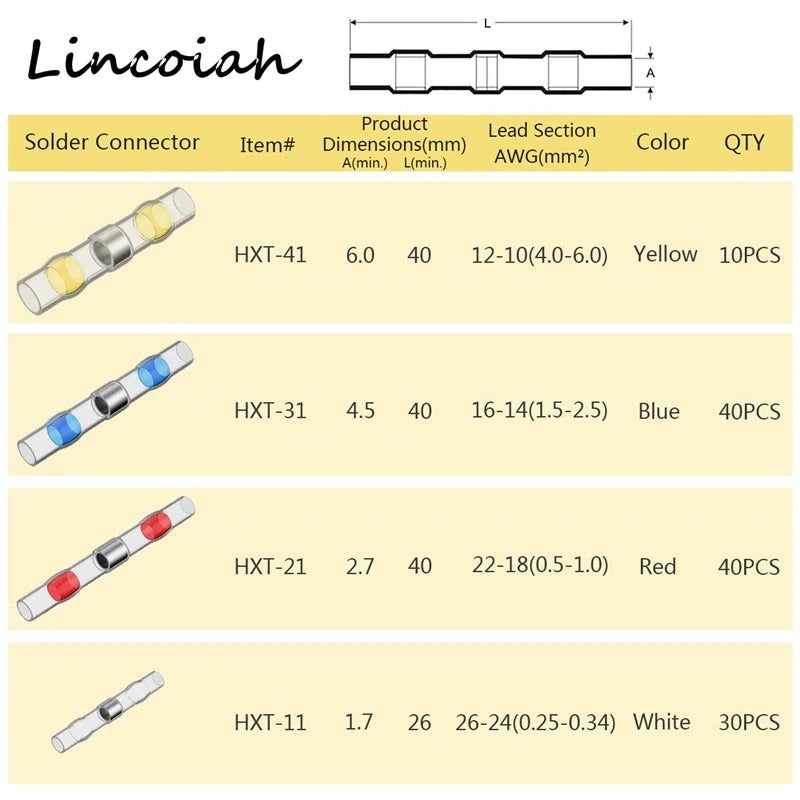 800Pcs Heat Shrink Butt Crimp Solder Seal Electrical Connectors - Electromann SA