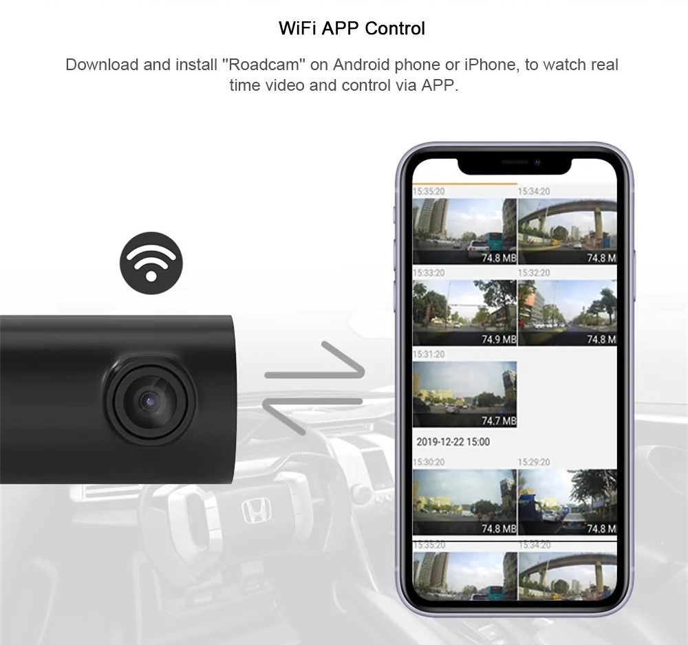 FHD 2K Wifi Android/iOS Mobile App Dash Camera DVR - Capture and Control Your Driving Moments in Full HD 2K Resolution - Electromann SA