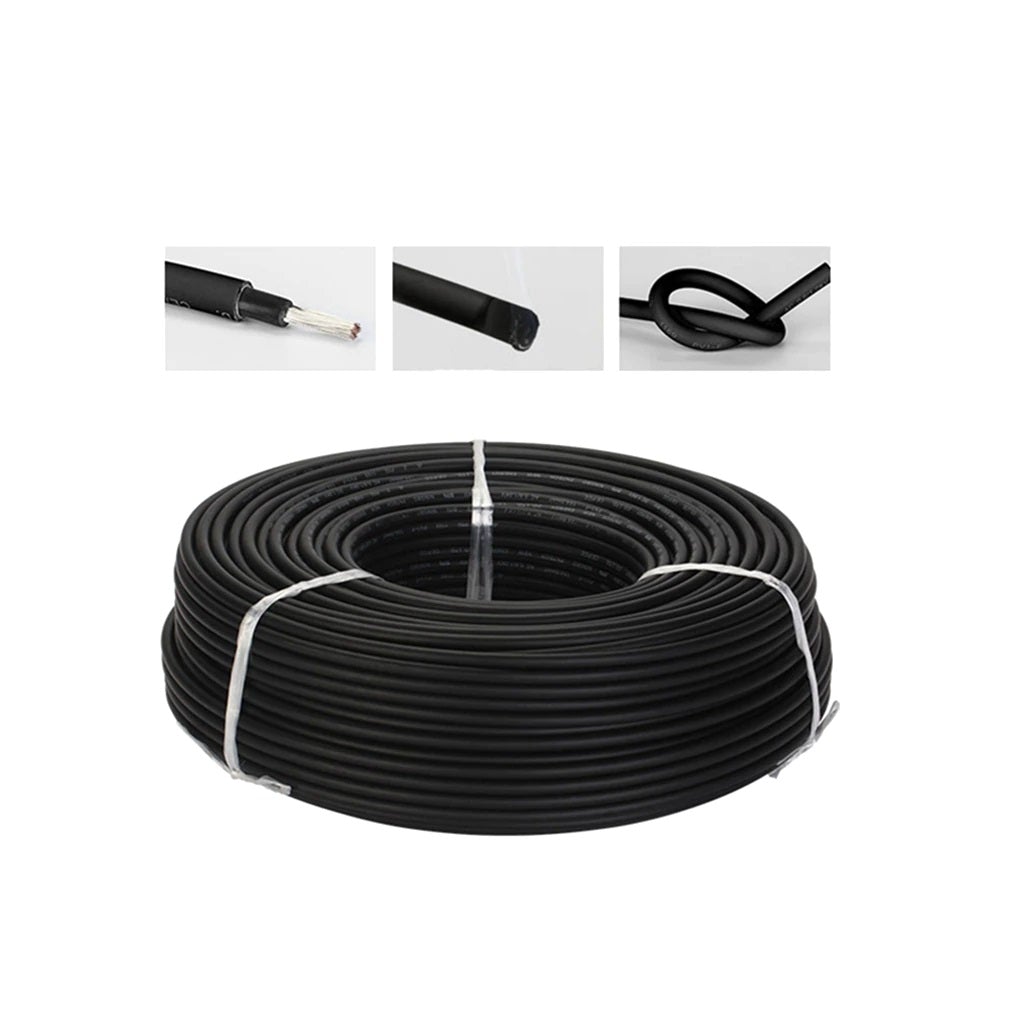 6mm Solar PURE COPPER Flexible Power Wire - BLACK - Electromann SA