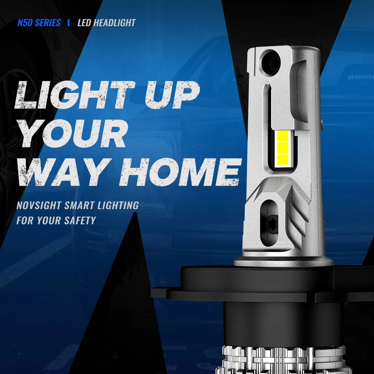 NovSight A500-N50 70W Car LED Headlights Bulbs 15000LM 6500K - H4 - Electromann SA