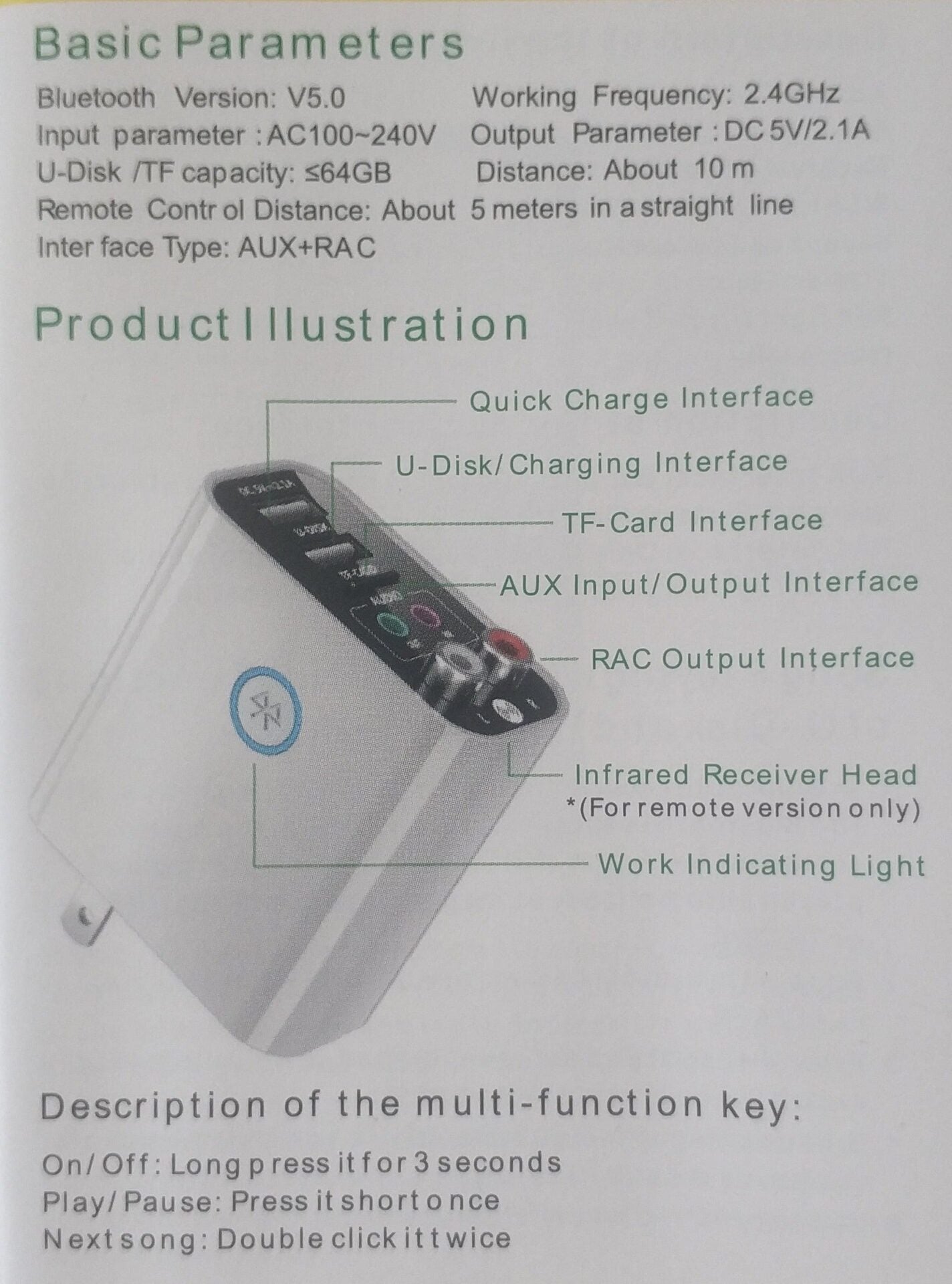 Andowl K16 Wireless Bluetooth Audio Adapter and Mobile Charger - Electromann SA
