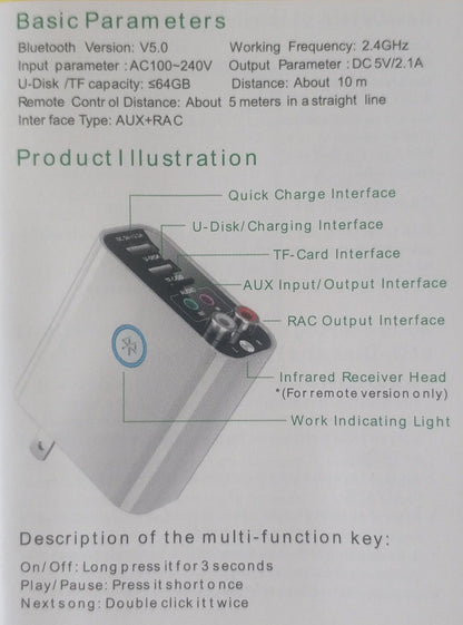 Andowl K16 Wireless Bluetooth Audio Adapter and Mobile Charger - Electromann SA