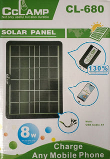 CCLamp CL-680 8W Solar Mobile Phone Charger Kit - Electromann SA