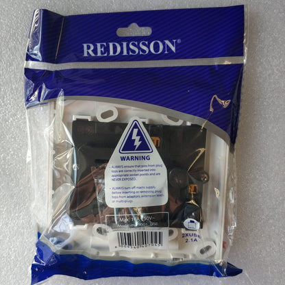 REDISSON 4x4 Single Switched Wall Socket with 2 USB Ports - Electromann SA