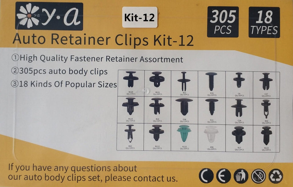 305 pcs 18 Types Plastic Car Body Push Pin Fastener Clip Kit ...