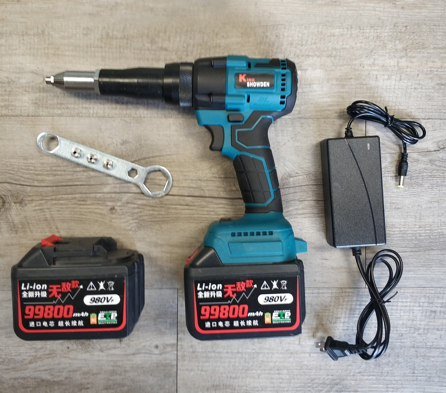King Shoden Rechargeable Li-Ion Rivet Tool Kit - Powerful and Versatile Tool for Professionals - Electromann SA