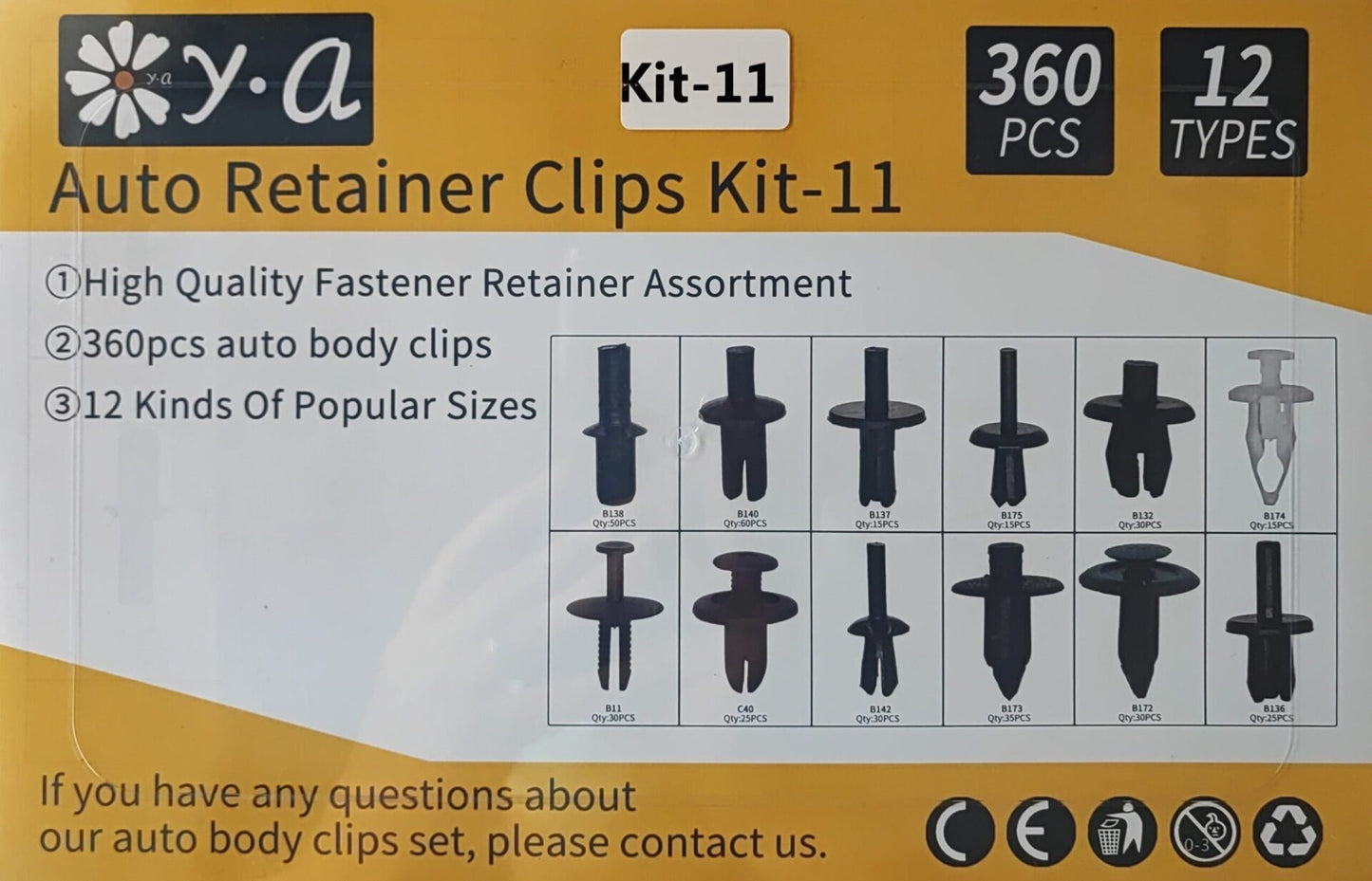 360pcs 12 Types Plastic Car Body Push Pin Fastener Clip Kit - Electromann SA