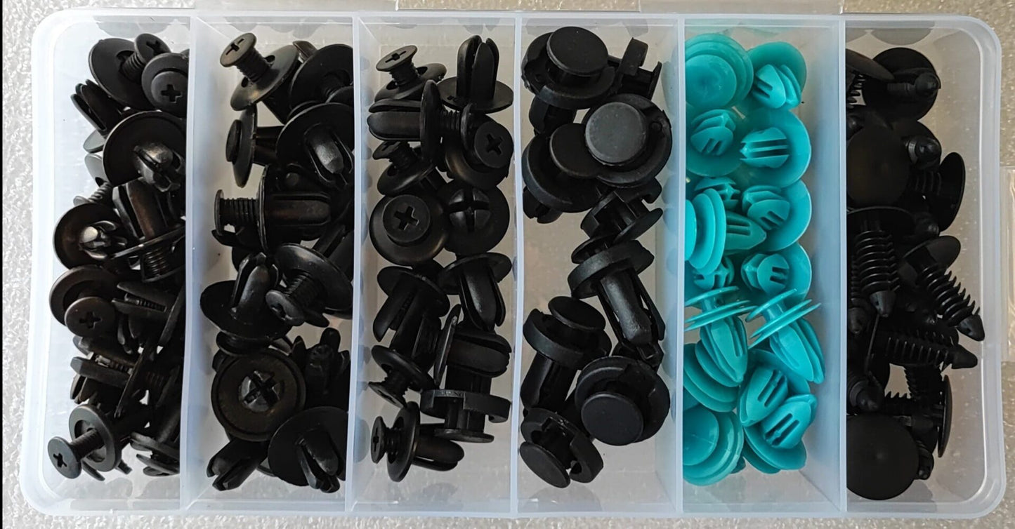 102pcs 6 Types Plastic Car Body Push Pin Fastener Clip Kit - Electromann SA