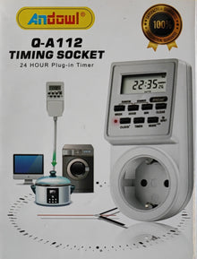 Andowl Q-A112 220V 24 Hour Programmable Digital LCD Power Timer Switch - Electromann SA