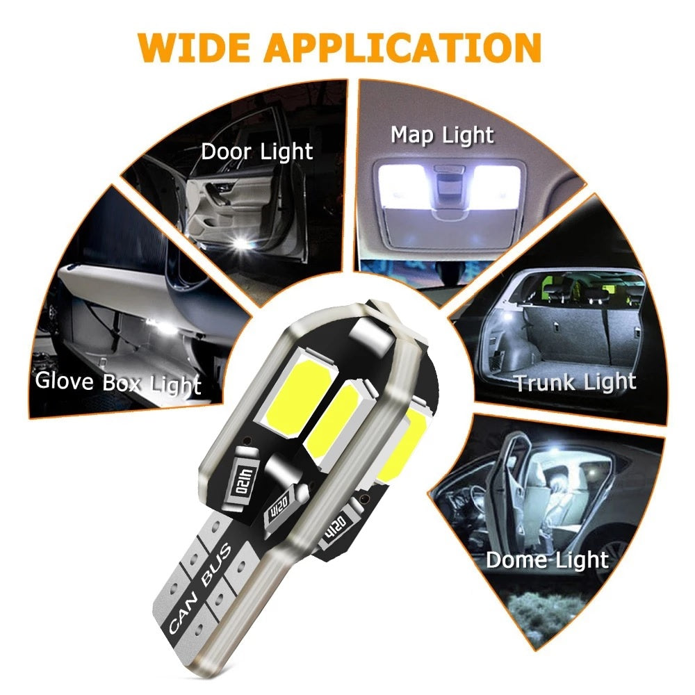 W5W/T10 CANBUS 8SMD 5730 Car LED Light Bulb - Electromann SA