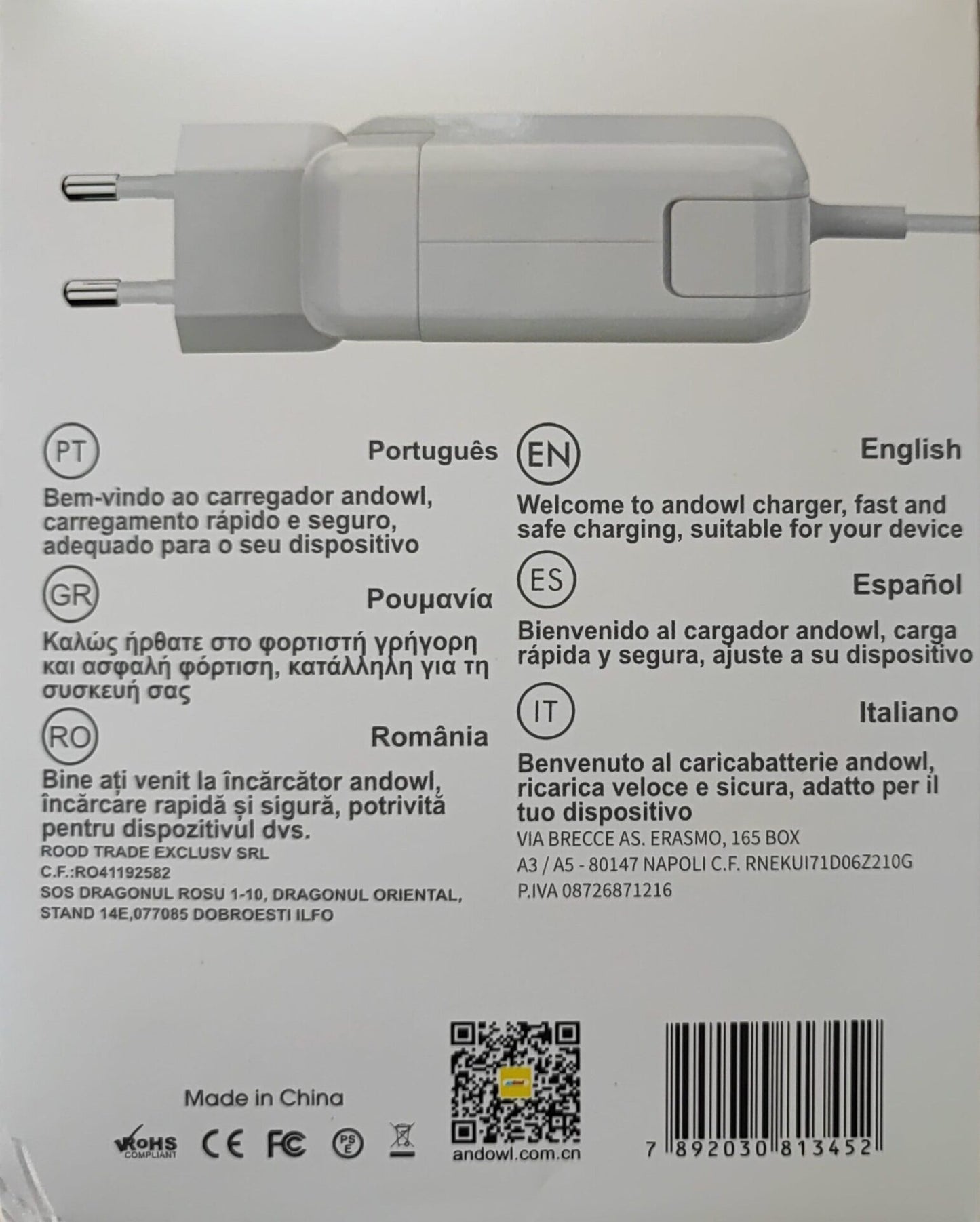 Andowl Q-KC02 85Watt L-Type High Speed Mobile Phone Charger - Electromann SA