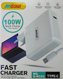 Andowl Q-KC03 100Watt Type-C High Speed Mobile Phone Charger - Electromann SA