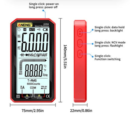 ANENG 620A Digital Smart Multimeter and Transistor Tester - Electromann SA