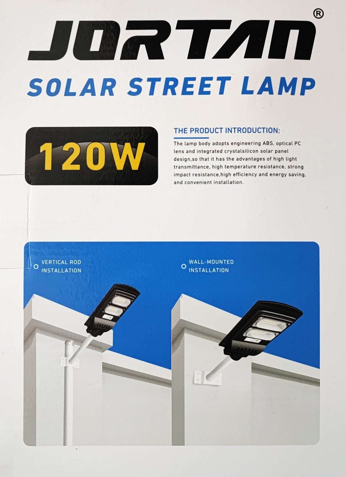 Jortan 120watt Solar Powered LED Street/Pole Light - Electromann SA