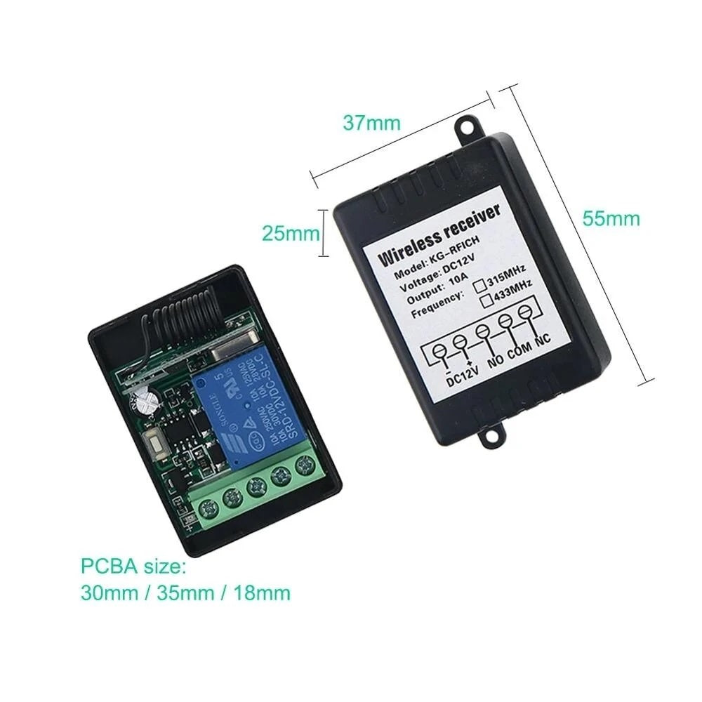 KTNNKG 433 Mhz DC 12V 10CH Wireless Remote Control Switch Kit - Electromann SA