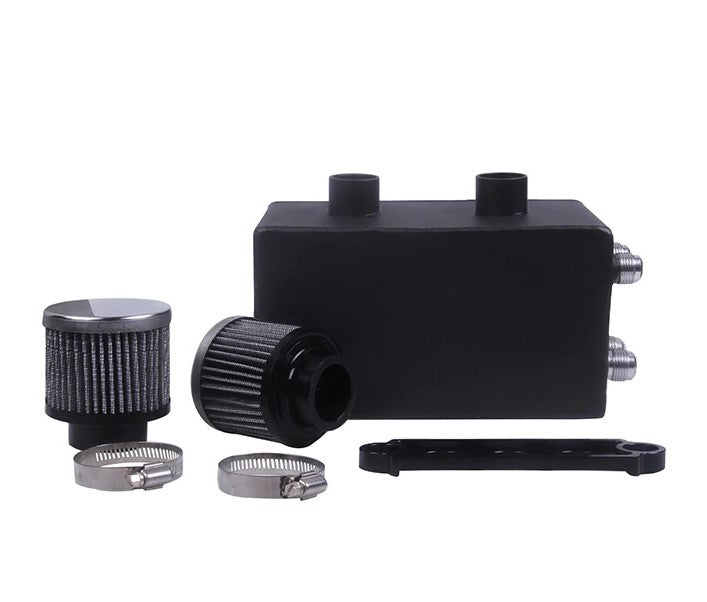 CNC Stamped Black Oil Catch Can Breather Tank for Cars - Efficiently Capture Oil Vapors, Maintain Engine Performance - Electromann SA