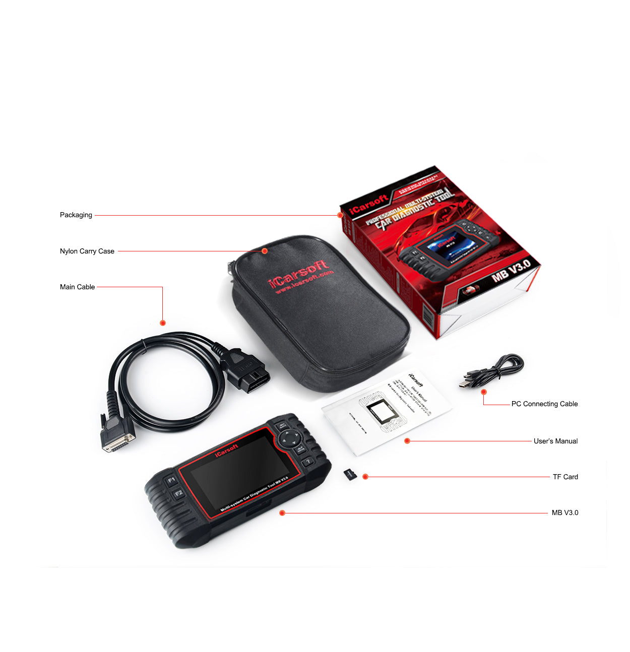 iCarsoft MB v3.0 Diagnostic Tool for Mercedes Benz-Sprinter and Smart Vehicles - Advanced Diagnostics and Troubleshooting - Electromann SA