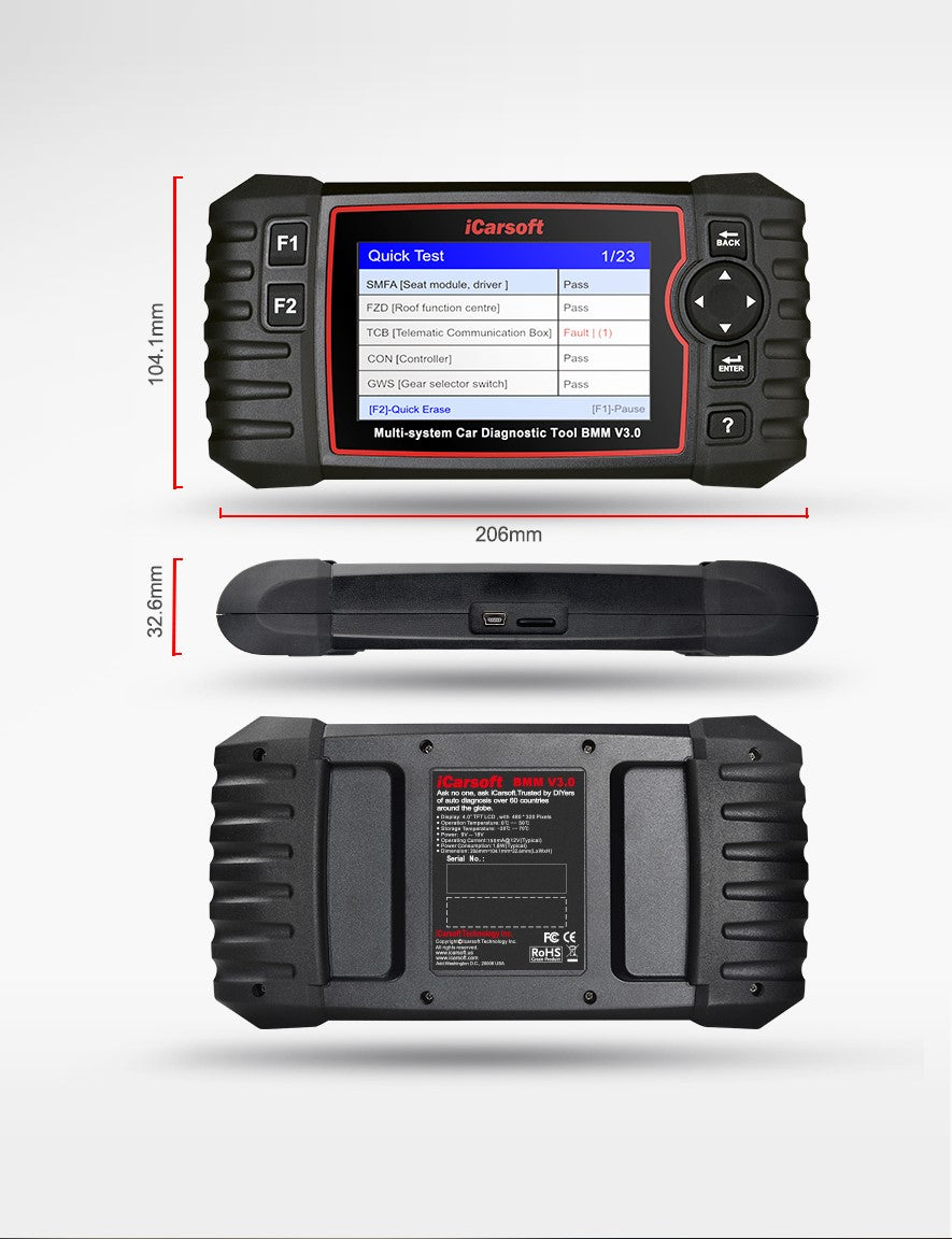 iCarsoft BMM v3.0 Diagnostic Tool for BMW-Mini-Rolls Royce Vehicles - Electromann SA