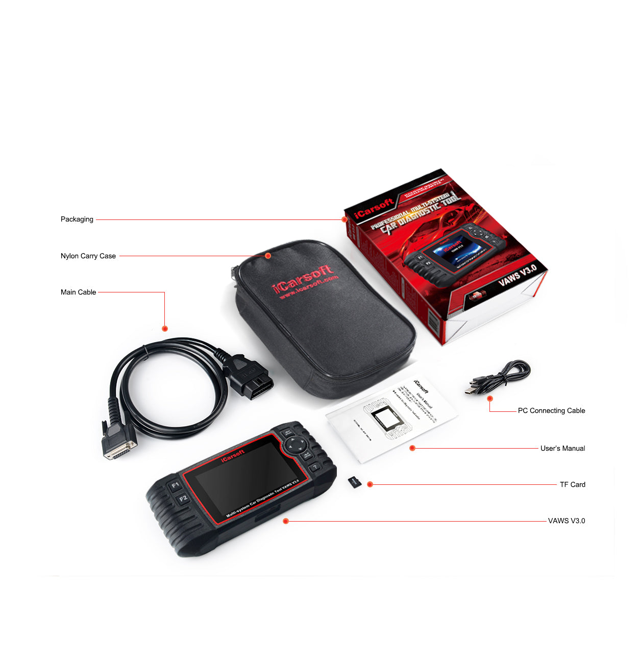 iCarsoft VAWS v3.0 Diagnostic Tool for VW-Audi-Bentley-Bugatti-Lamborghini Vehicles - Electromann SA