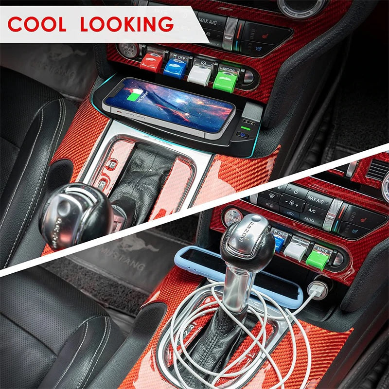 Wireless Mobile Phone Charger for Ford Mustang 2015-2021 - Electromann SA